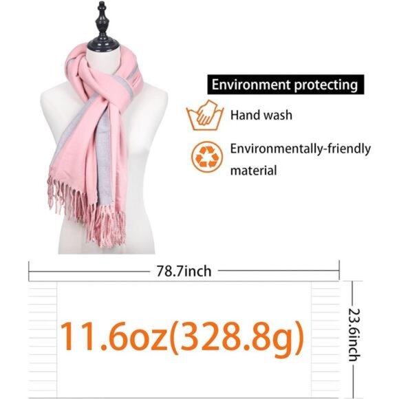 Women's Shawls Wraps Large Grey Pink - Picture 5 of 6